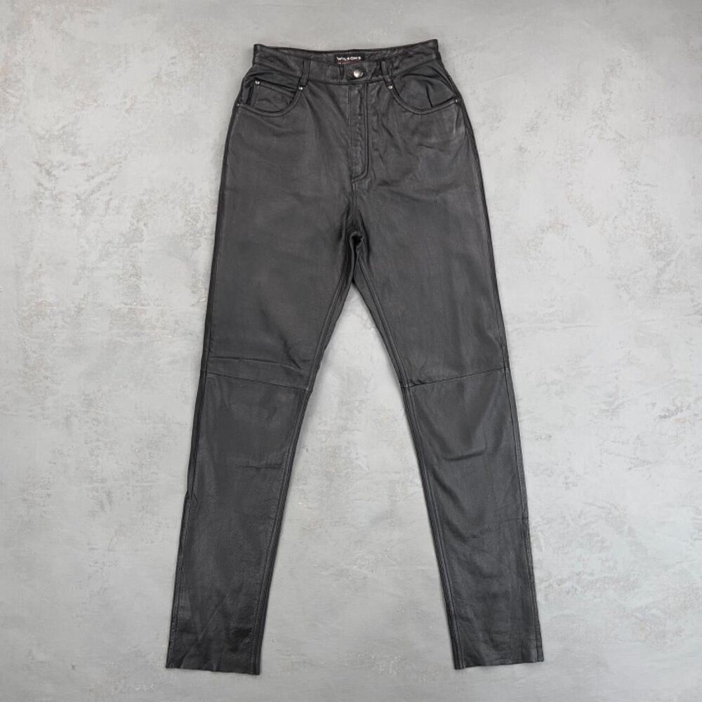 Vintage Wilsons Black Leather High Waisted Pants Fit 28 x 33